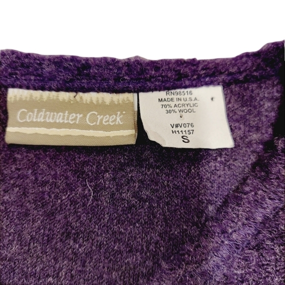 Coldwater Creek Women's Cardigan Wool Blend Small Embroidered Purple   Made USA - Picture 7 of 12